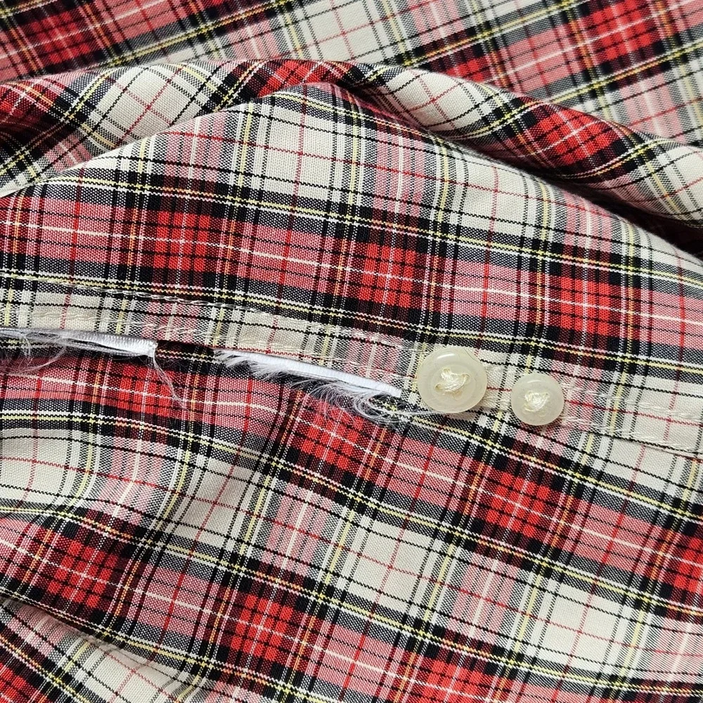 J.CREW Slim Fit Men's Medium‎ Flannel Shirt Red Black White Tartan Plaid L/S EUC